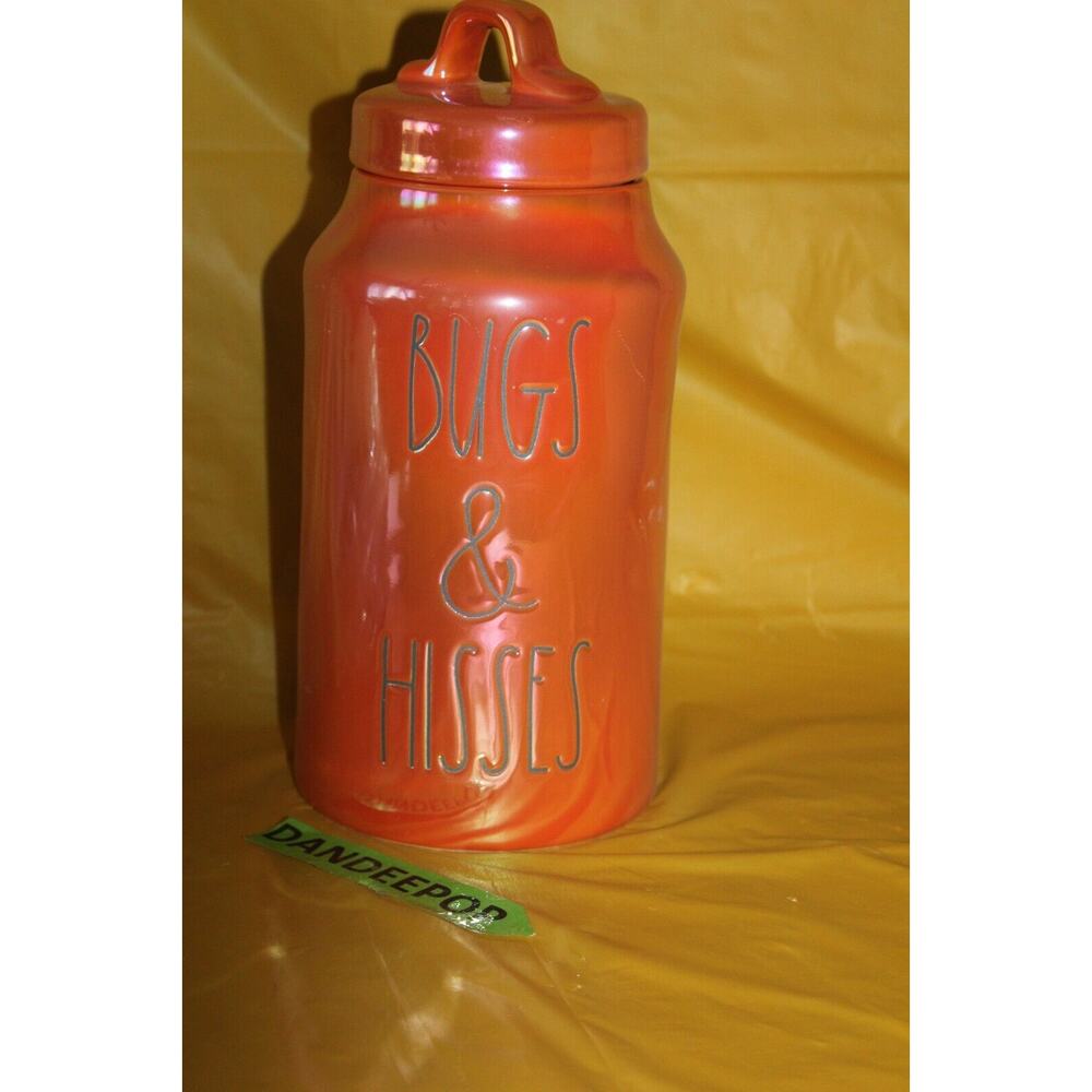 Rae Dunn Bugs & Hisses Orange Luster Finish Ceramic Canister Halloween Decor